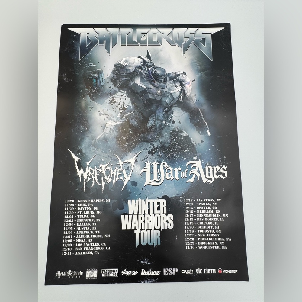 Battlecross Winter Warriors Tour 2014 Promo Poster 17x12